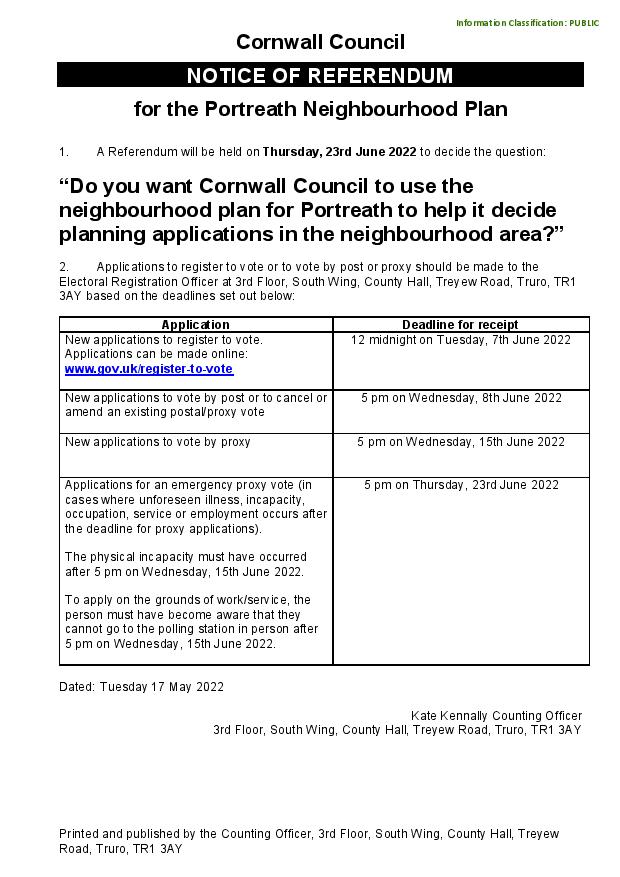 Notification of Neighbourhood Development Plan Referendum 